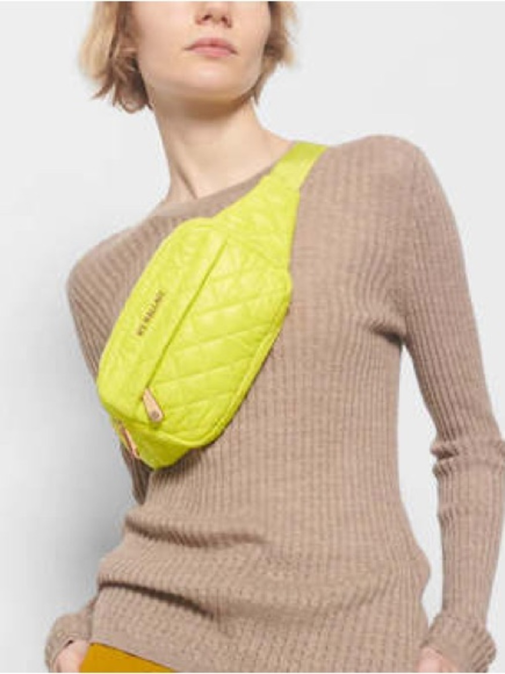 MZ WALLACE Metro Belt Bag Quilted Belt Bag Acid Yellow